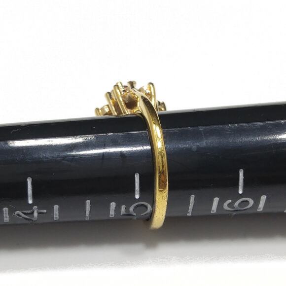 Vintage 1970s Gold Plated Purple Rhinestone Opal Cocktail Ring 18K HGE Sz 5¼ - Picture 7 of 10